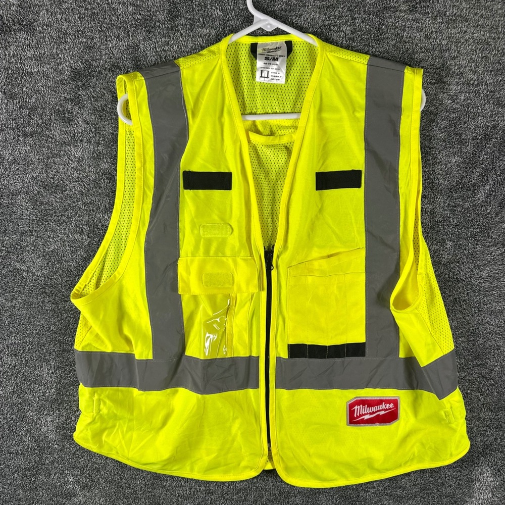 Milwaukee High Visibility Vest Mens S/M 48-73-5021 Yellow Reflective Safety Gear